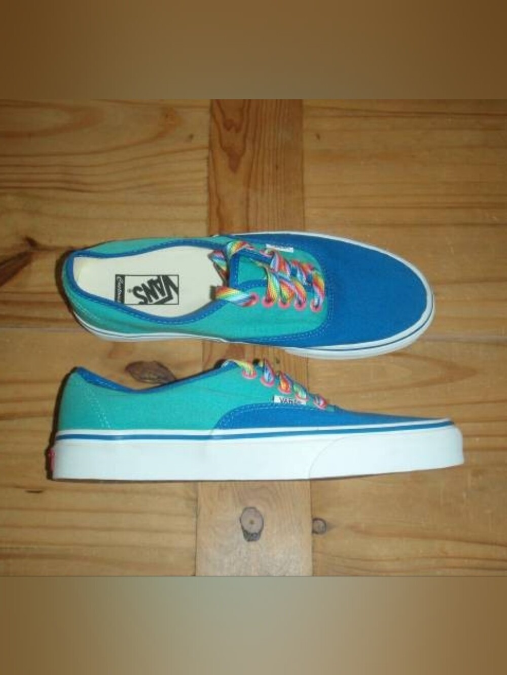 Vans Two-Tone Blue & Teal Canvas Sneakers - Men's Size 8